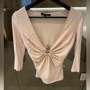 Roberto cavalli stretch deep V cream top with snake detail size medium